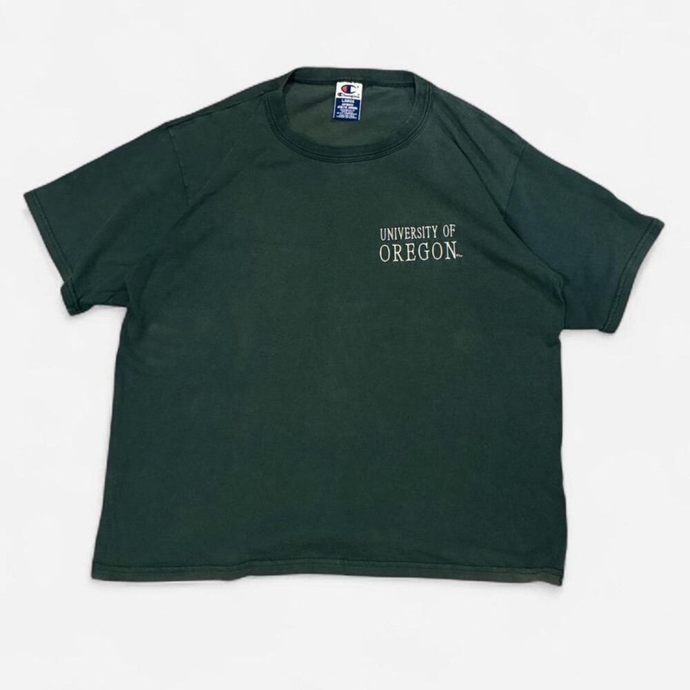 Vintage Champion University of Oregon Men's Green T-shirt